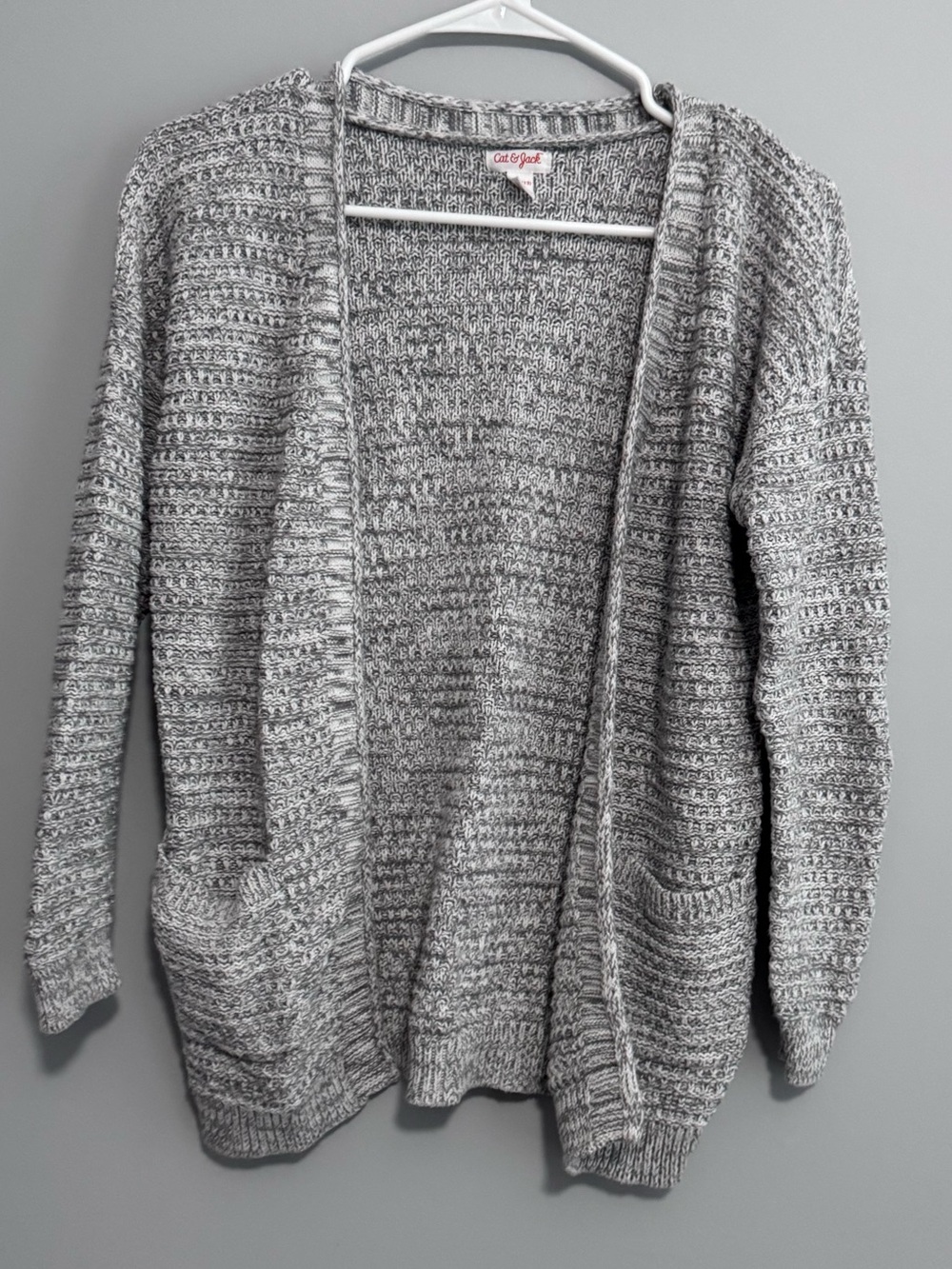 Cat & Jack Heather Gray Open-Front Knit Cardigan